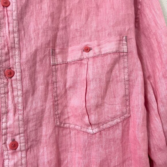 Raffi Linea Uomo Mens Pink Linen Button Down Shirt Long Sleeve Size XXL - Picture 4 of 6